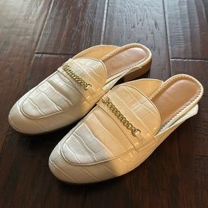 Circus by Sam Edelman White Croc-Embossed Chain Link Mules